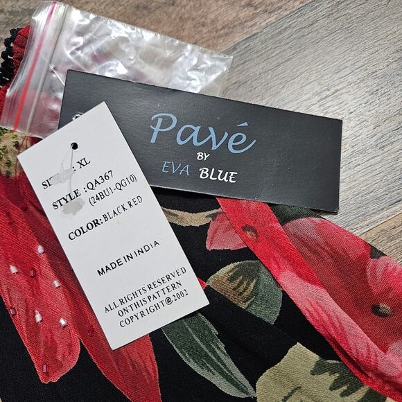 New Pave by Eva Blue Skirt Handkerchief Embellished Maxi Floral Lagenlook XL - Picture 8 of 13